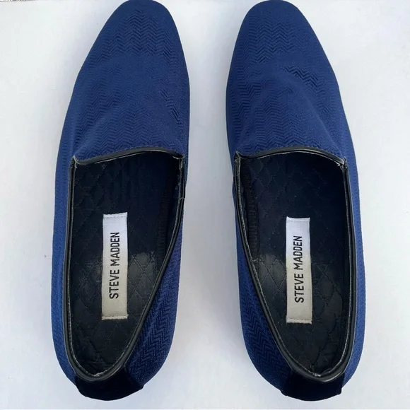 Steve Madden Velvet Loafers Men’s Size 9 Chevron Embossed Cobalt Blue - Picture 7 of 13